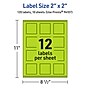 Avery Laser/Inkjet Multipurpose Square Labels, 2" x 2", Bright Green, 120/Pack (94107)~#|#~0AED70FC-D7A5-48FE-9C07719D4FB9E2CB_sc7