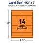 Avery Rectangle Multipurpose Labels, 1-1/3" x 4", Bright Orange, 140/Pack (94206)~#|#~0AF17AFF-AAA3-461A-86CF5D4A24E1104A_sc7