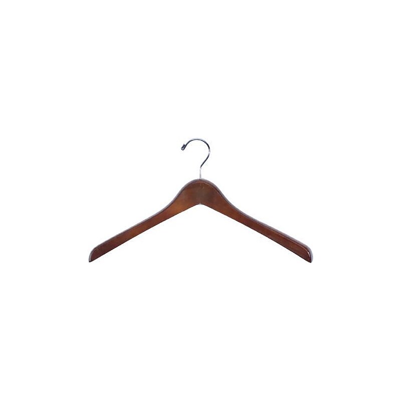 NAHANCO Wood Extra Thick Concave Jacket Hanger, Chrome Hook, Walnut, 40/Pack image 1