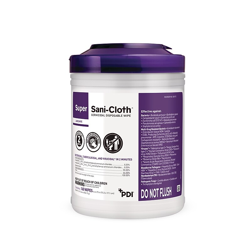 PDI Super Sani-Cloth Disinfecting Wipes, 160 Wipes/Container (PSSC077172) image 1