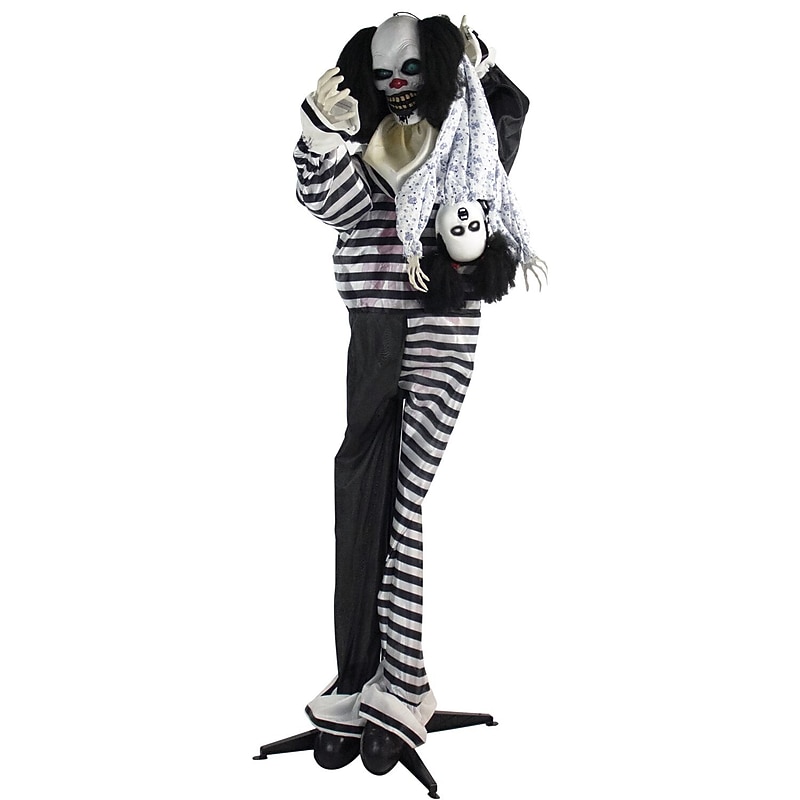 Haunted Hill Farm Life-Size Animatronic Talking Clown with Doll (HHCLOWN-10FLSA) image 1