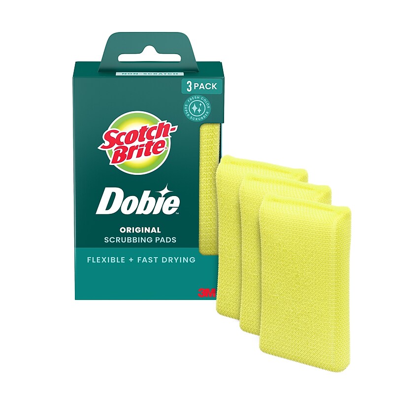 Scotch-Brite Dobie All-Purpose Non-Scratch Scouring Pad, Yellow, 3/Pack (723-2F) image 1