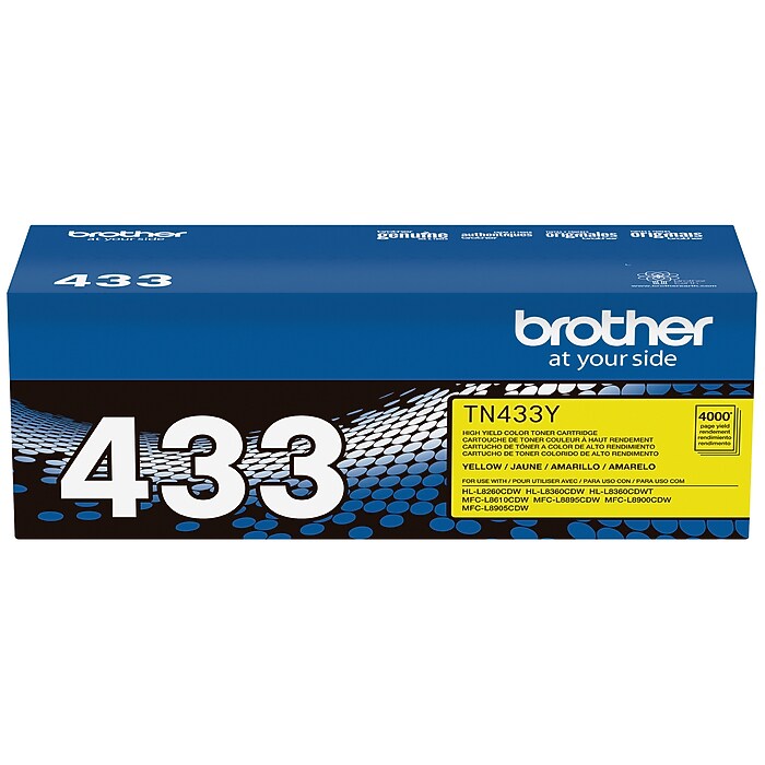 Brother TN-433 Yellow High Yield Toner Cartridge, Print Up to