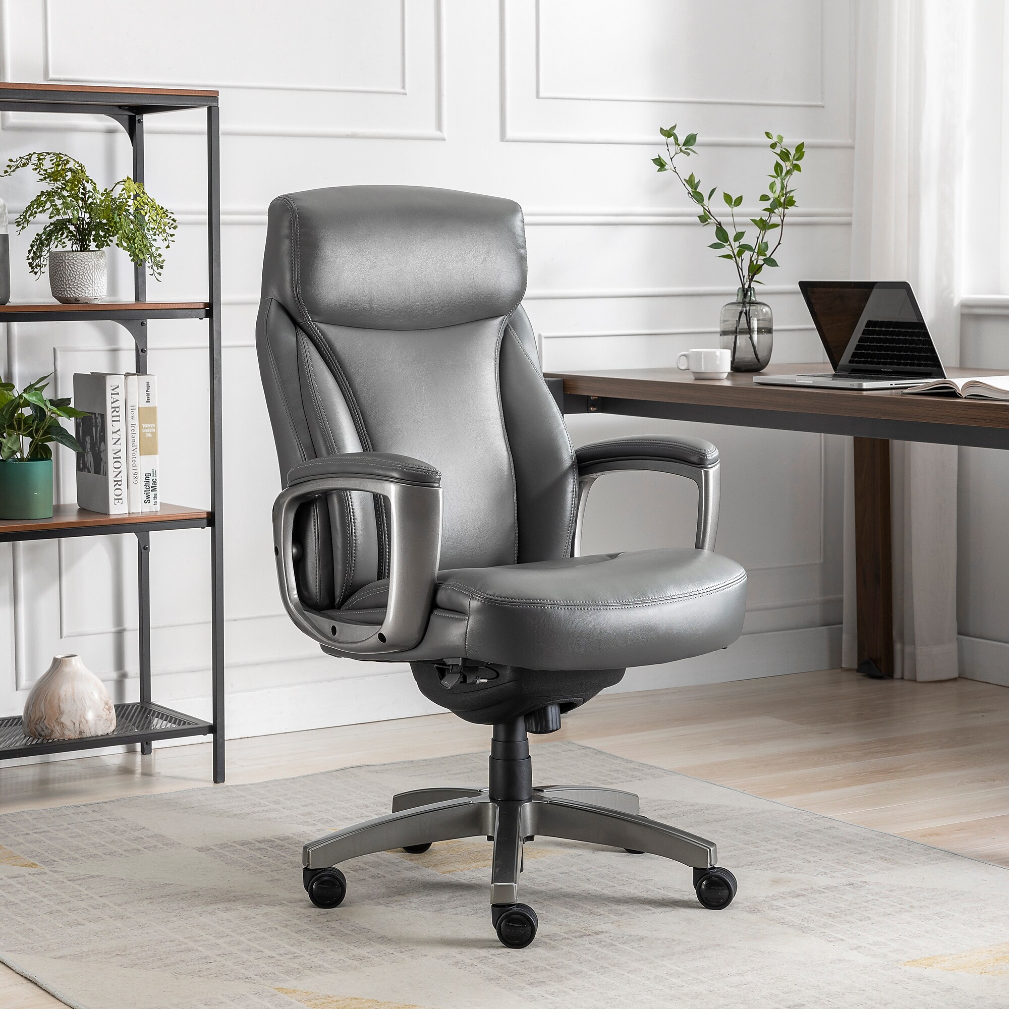 La-Z-Boy Arcadian Ergonomic Bonded Leather Swivel Executive Chair, Gray (51446) Sansujyuku sansujyuku.com