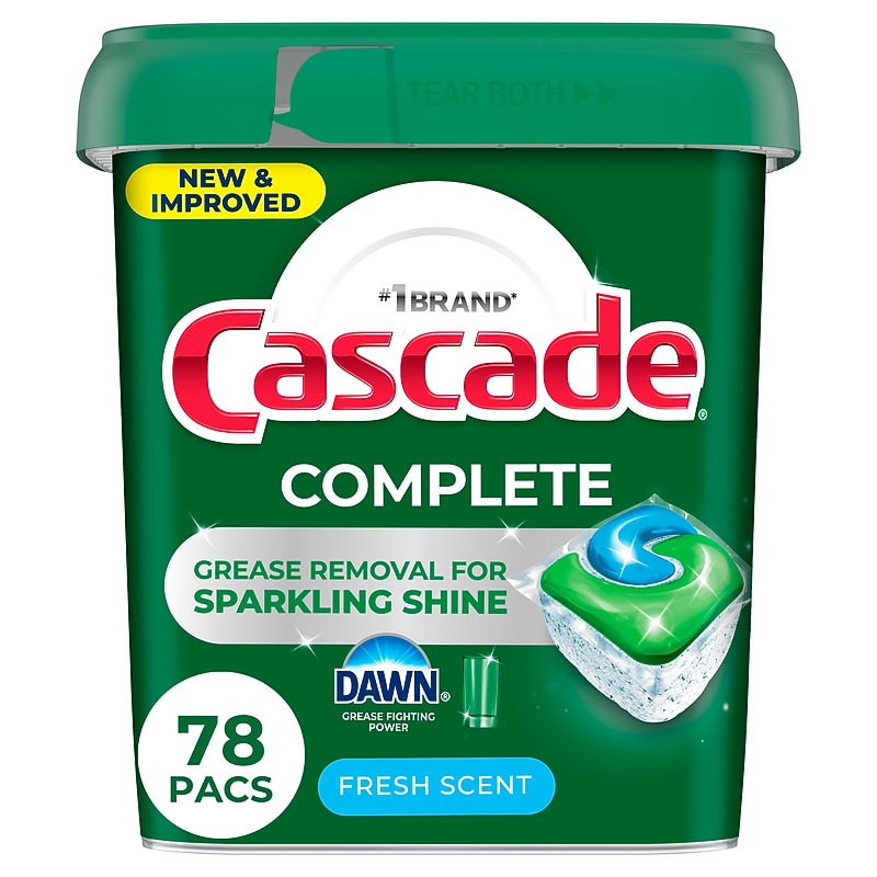 Cascade Complete ActionPacs Dishwashing Detergent Pod, Fresh Scent, 78 Pods/Box (97722) image 1