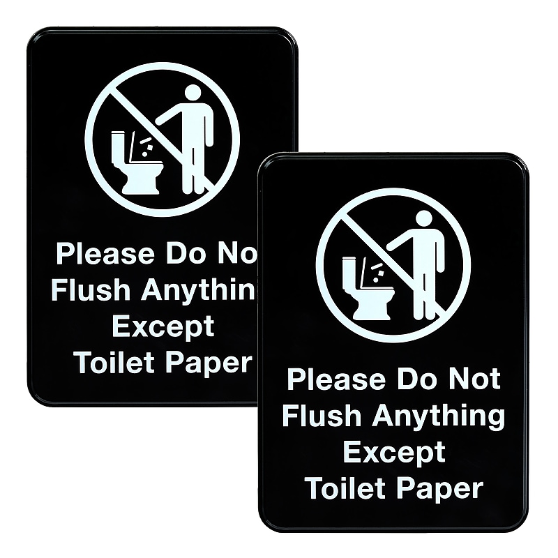 Excello Brands Restroom Indoor Wall Signs, 5" x 7", Black/White, 2/Pack (EGP-HD-0255-B) image 1