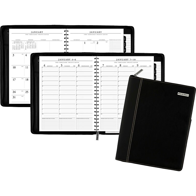 2027 AT-A-GLANCE Executive 8.25" x 11" Weekly & Monthly Appointment Book, Faux Leather Cover, Black (70-NX81-05-27) image 1