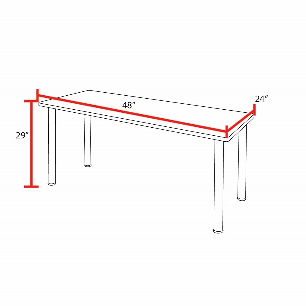 Technical diagram with measurements of training table