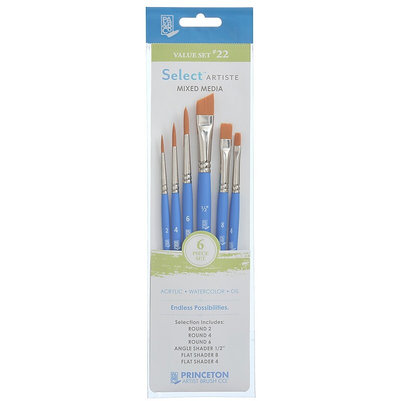 Princeton Select Artiste Mixed Media Synthetic Brush Set No. 22, 6/Pack (PBXP3750SET122) image 1