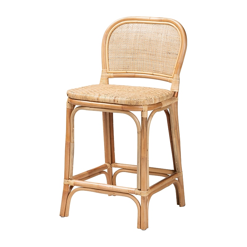 bali & pari Adrena Bohemian Natural Rattan Counter Stool, Natural (225-13070-HiT) image 1