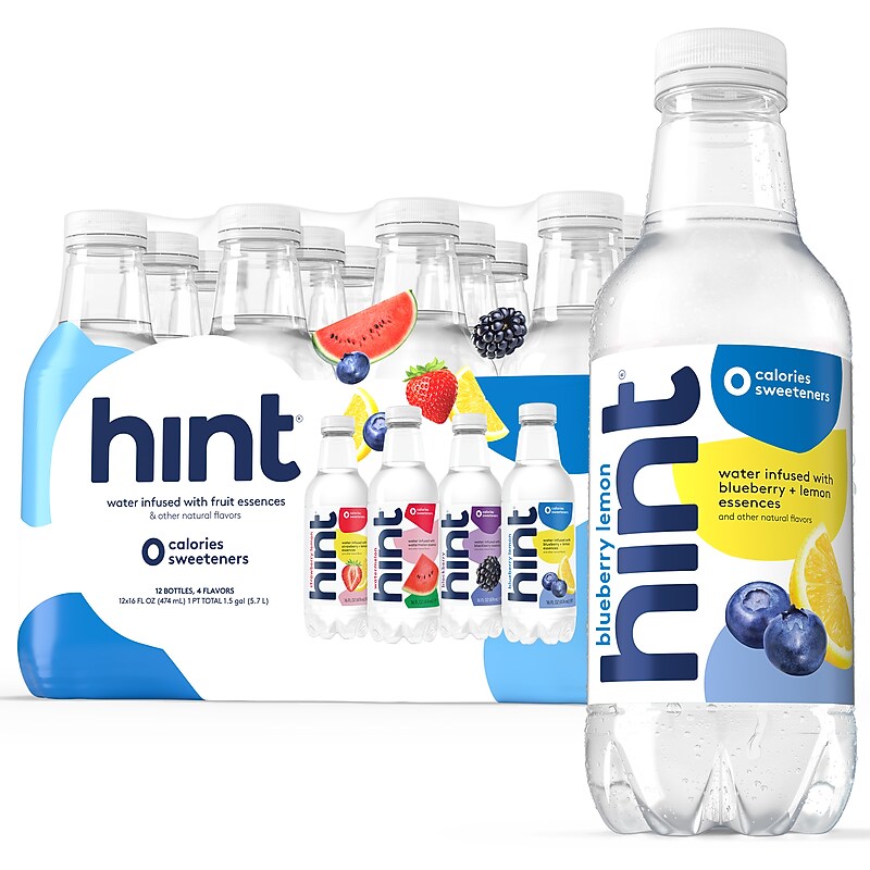 Hint White Variety Pack Purified Water, 16 oz., 12 Bottles/Carton (00349) image 1