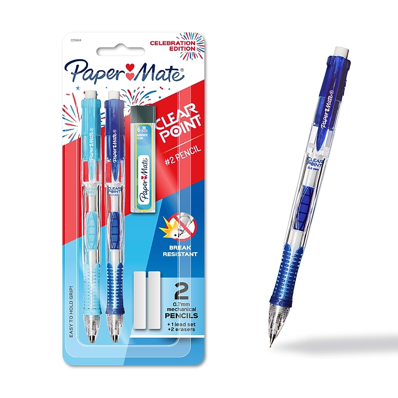 Paper Mate Clear Point Mechanical Pencil, 0.7mm, #2, Hard Lead, 2 Pencils/Pack (2230849) image 1