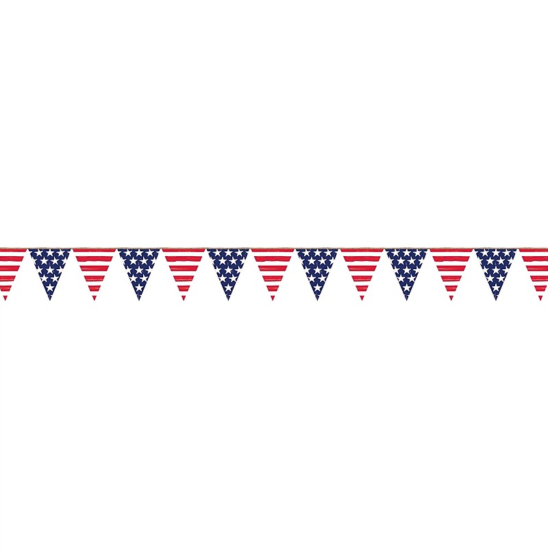 Party City Patriotic Stars & Stripes Plastic Pennant Banner (AM120800) image 1