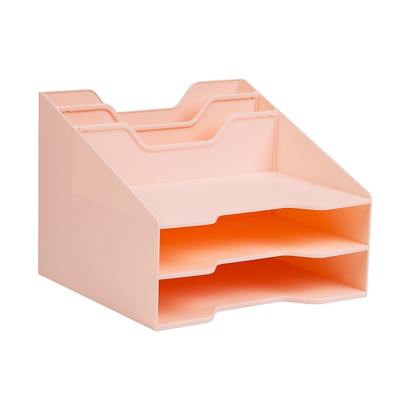 Mind Reader 5-Compartment Plastic Desk Tray, Pink (ANCHBOX5-PNK) image 1