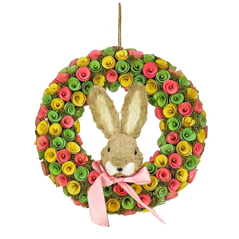 National Tree Company 16" Floral Wreath with Bunny Head Center (EG79-21MD105-1) image 1
