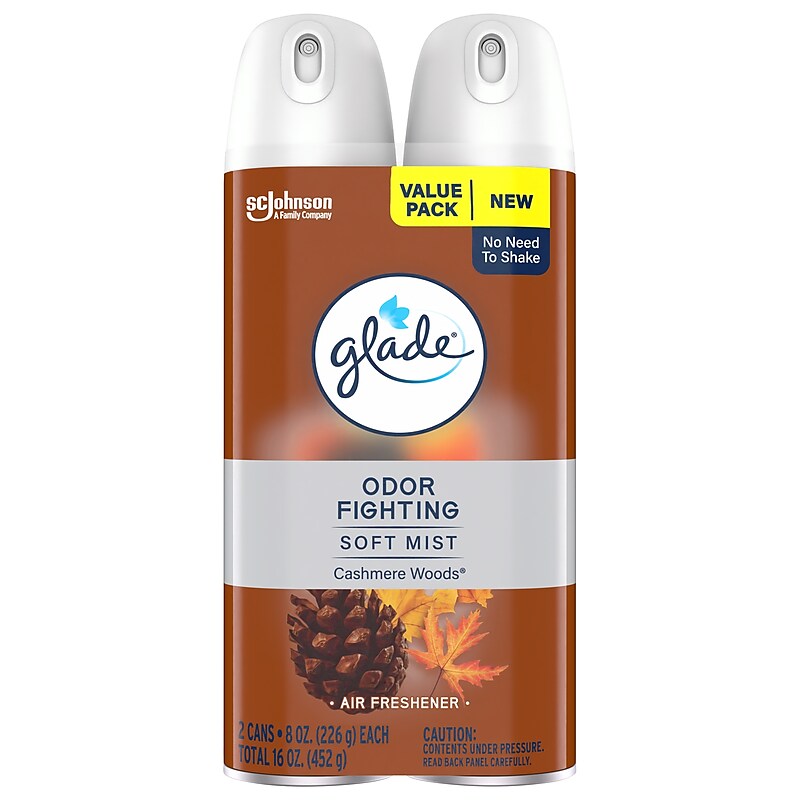 Glade Air Freshener Aerosol, Cashmere Woods Scent, 8 Oz., 2/Pack (377361) image 1