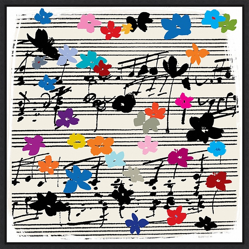 Amanti Art Floral Music Notes by Jenny Frean Framed Canvas Wall Art Print, 30" x 30" (A42678027404) image 1