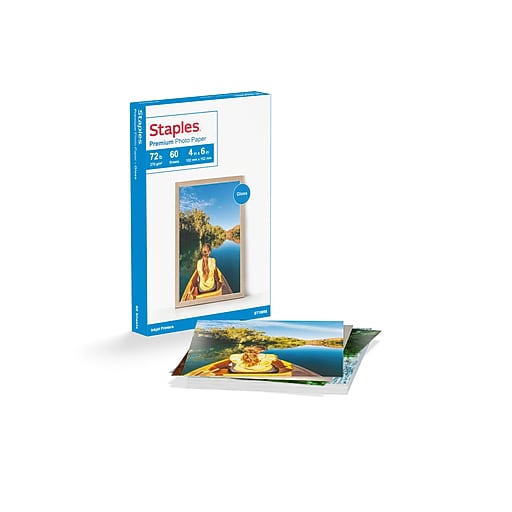 Staples Premium Glossy Photo Paper, 4"W x 6"L, 60/Pack (19898CC) Staples