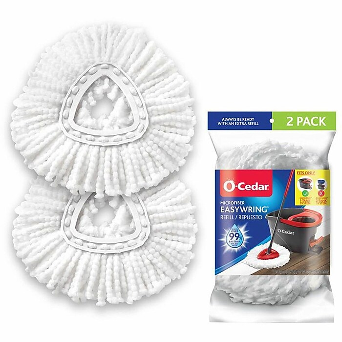 O-Cedar EasyWring MicroFiber Mop Head, White, 2/Pack (172385