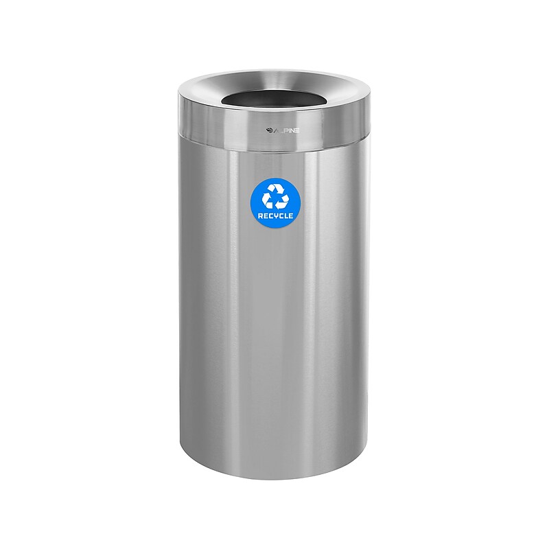Alpine Industries Stainless Steel Recycling Bin, 27 Gallon, Silver (ALP475-27-R) image 1