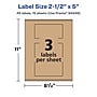 Avery Laser/Inkjet Multipurpose Labels, 5" x ", Kraft Brown, 45/Pack (94246)~#|#~0B6B2788-EED9-4B4A-B4CEE9FD6F9D4508_sc7
