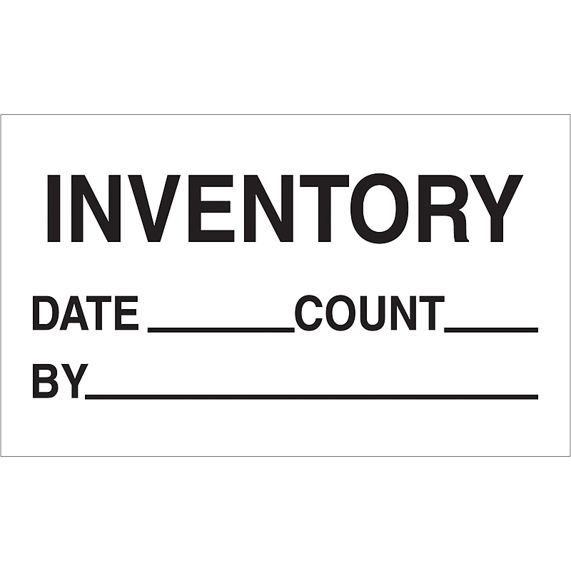 "Inventory Date Count By" Labels, Black/White, 5" x 3", 500/Roll (DL3241) image 1