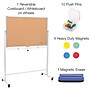 Excello Global Products Double Sided Magnetic Mobile Whiteboard Corkboard Combo, White Frame, 48" x 32"~#|#~0B780E24-42B6-4277-860B4A35C77655C0_sc7