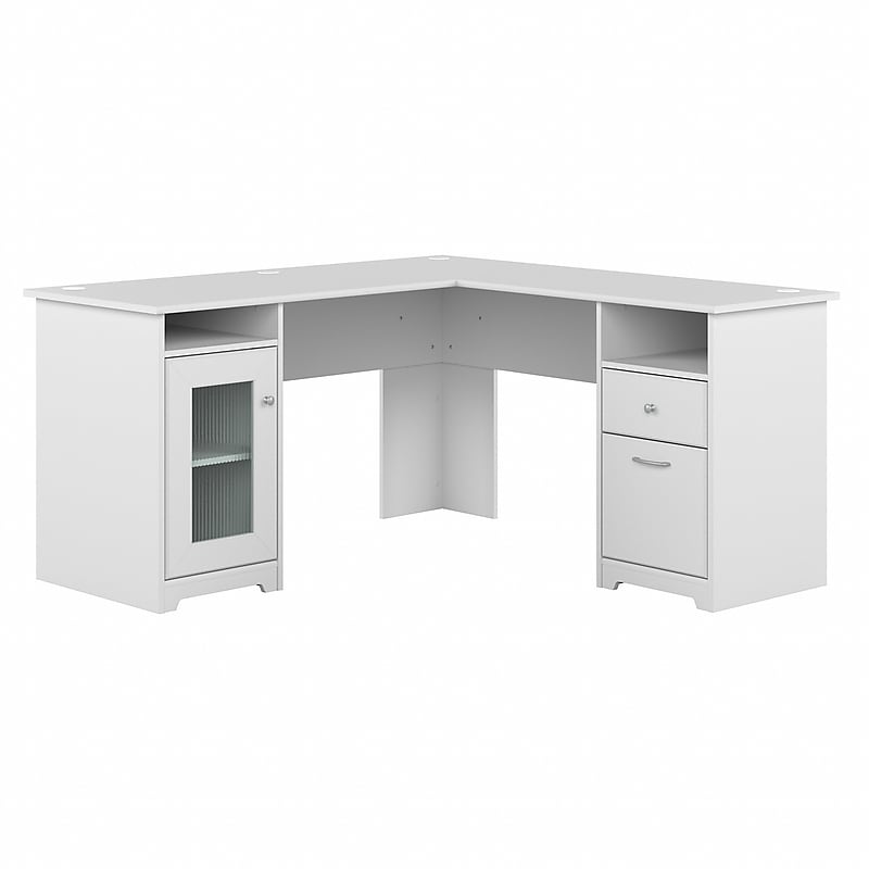 Bush Furniture Cabot 60"W L Shaped Computer Desk with Storage, White (WC31930K) image 1