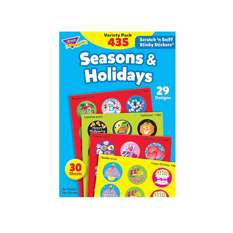 Trend Seasons & Holidays Scratch & Sniff Stickers, Assorted Colors, 435/Pack (T580M) image 1