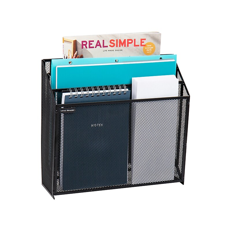 Mind Reader 3-Pocket Metal Mesh Mountable Wall File, Letter Size, Black (WAFIST3-BLK) image 1