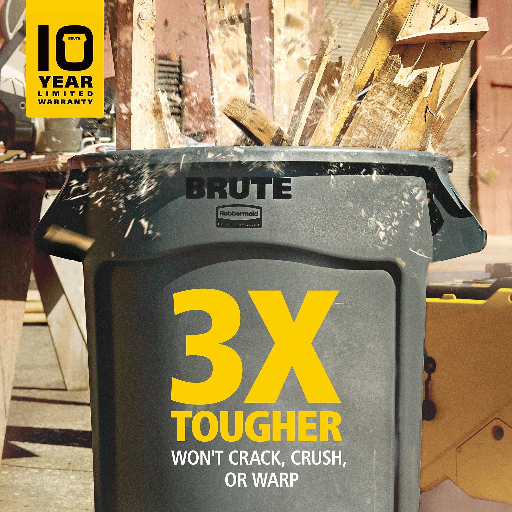 Rubbermaid Round Brute Trash Can Container w/Venting Channels, Yellow, 44 gallon Sansujyuku sansujyuku.com
