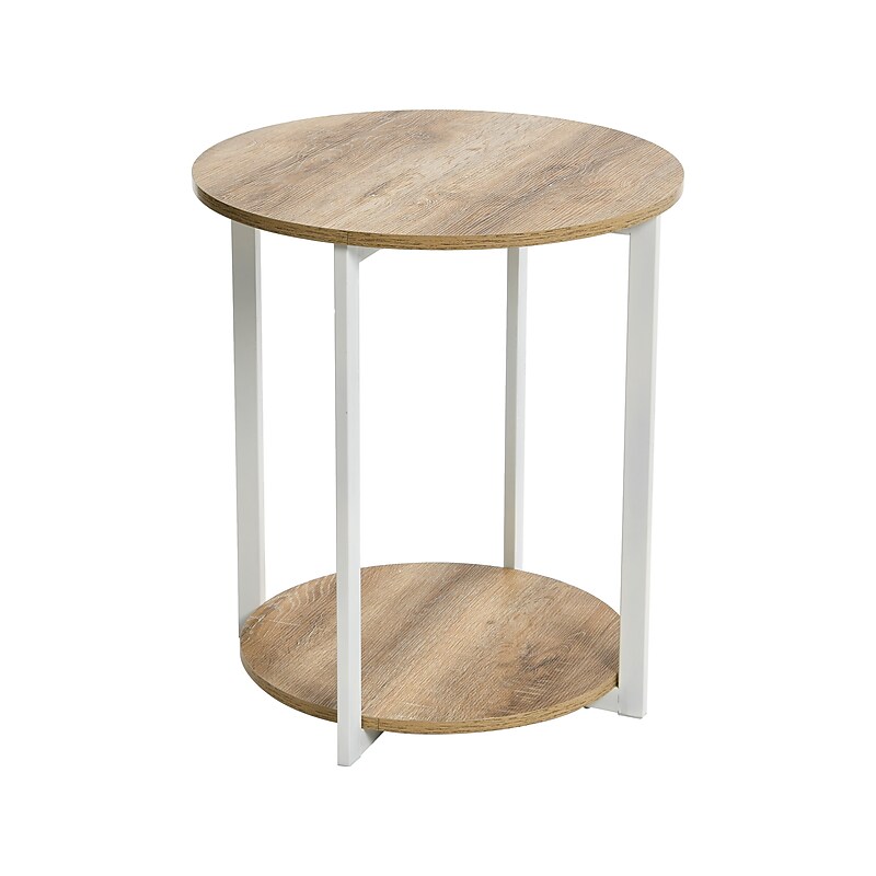 Household Essentials Jamestown 20"Dia. Laminate Round End Table, Coastal Oak/White (8227-1) image 1