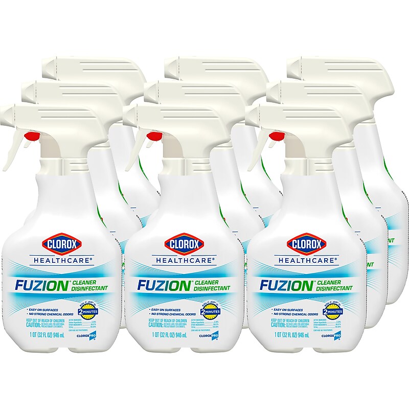 Clorox Healthcare Fuzion All-Purpose Cleaners & Spray Disinfectant, Unscented, 32 oz., 9/Carton (31478CT) image 1