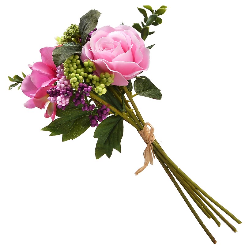 National Tree Company 12" Pink Rose Bundle (RAS-V0734MT-1) image 1