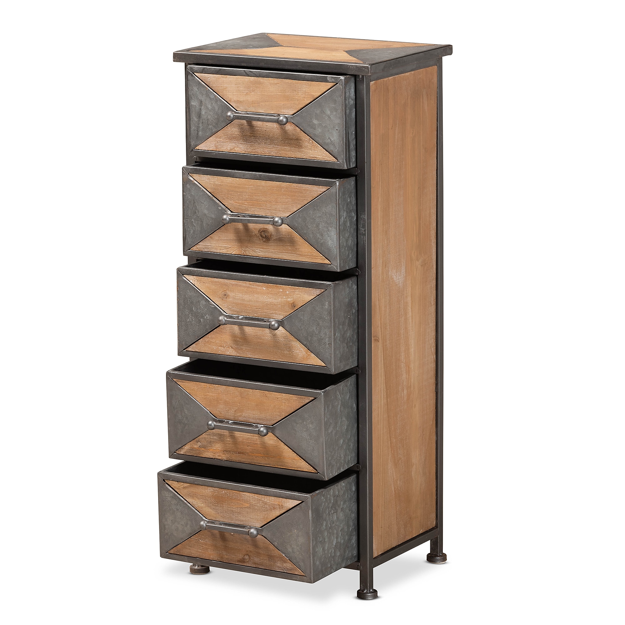 Baxton Studio Laurel 32″H Storage Cabinet, 5-Drawers, Grey/Oak Brown (182-11735-HiT) Sansujyuku sansujyuku.com
