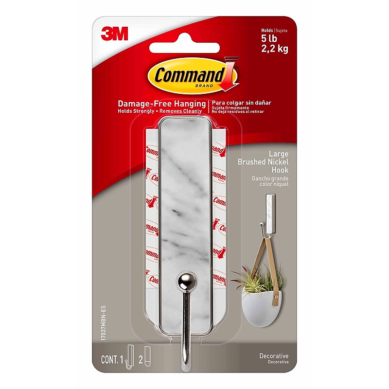 Command Large Decorative Hook, 5 lb., Marble Finish (17037MBN-ES) image 1