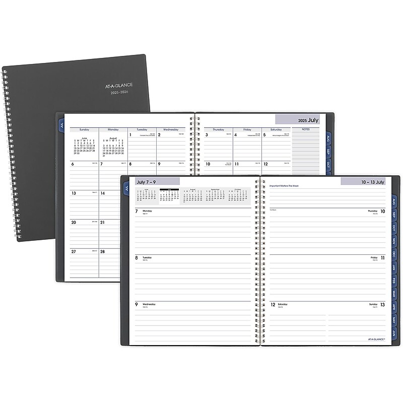 2025-2026 AT-A-GLANCE DayMinder 8.5" x 11" Academic Year Weekly & Monthly Planner, Plastic Cover, Charcoal (AYC545-45-26) image 1