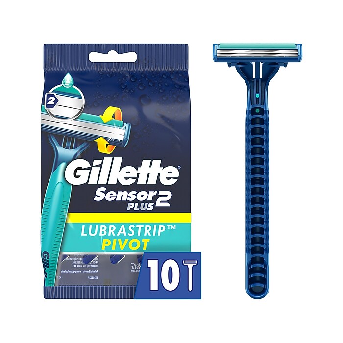 Gillette Sensor2 Plus Disposable Razor, 10/Pack (66453) | Staples