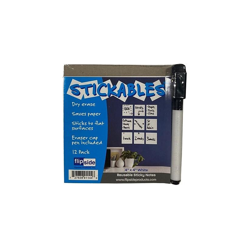 Flipside Dry-Erase Sticky Note, 4" x 4", Dozen (91144) image 1