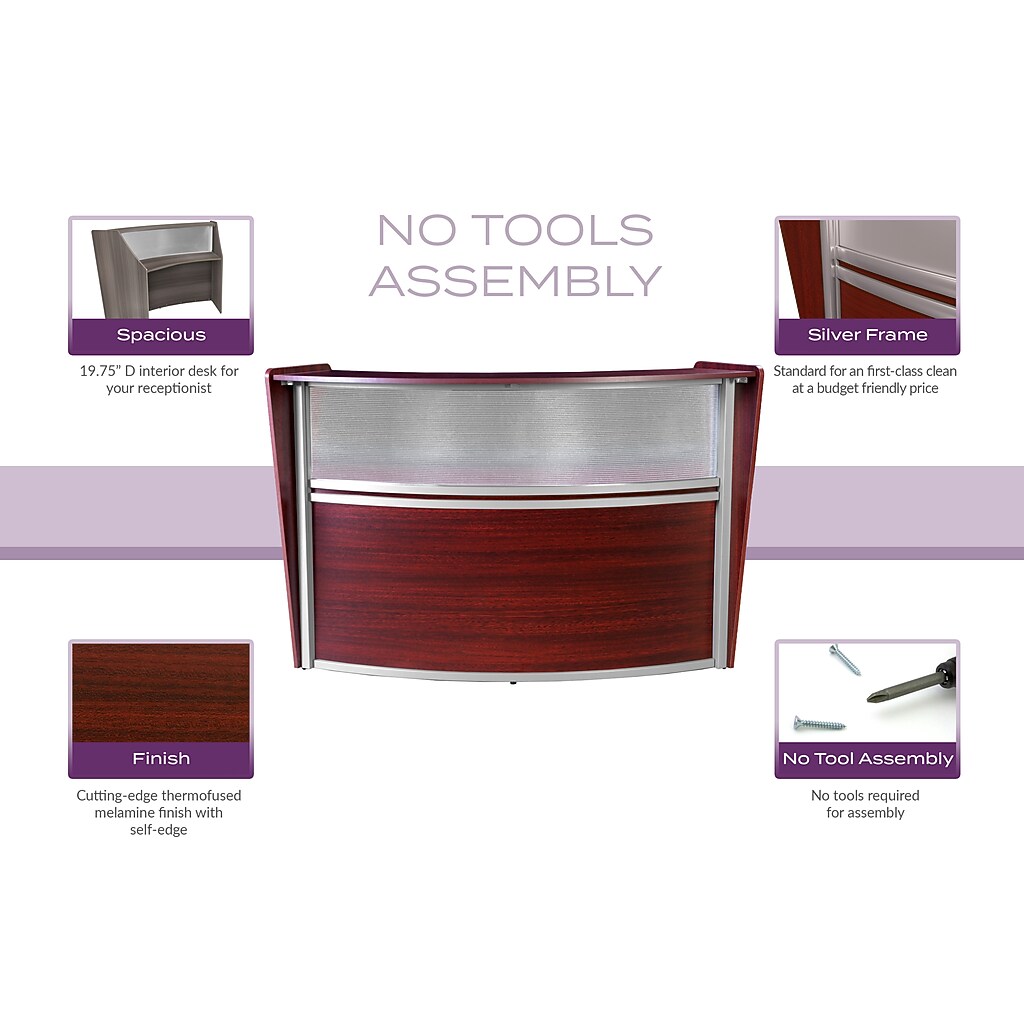 no tools assembly infographic for reception desk