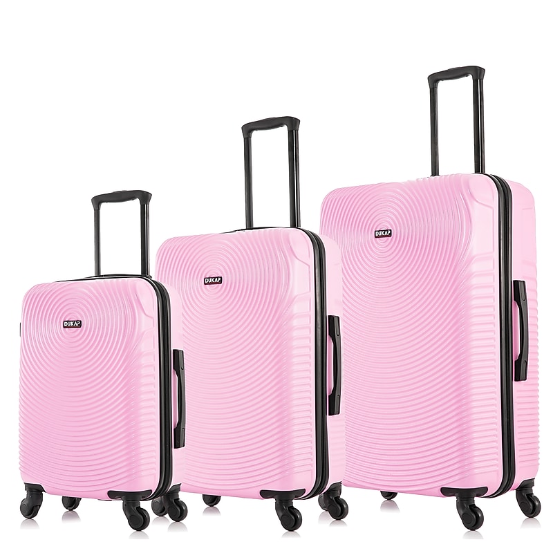 DUKAP INCEPTION 3-Piece Hardside Spinner Carry-On Luggage Set, TSA Checkpoint Friendly, Pink (DKINCSML-PNK) image 1