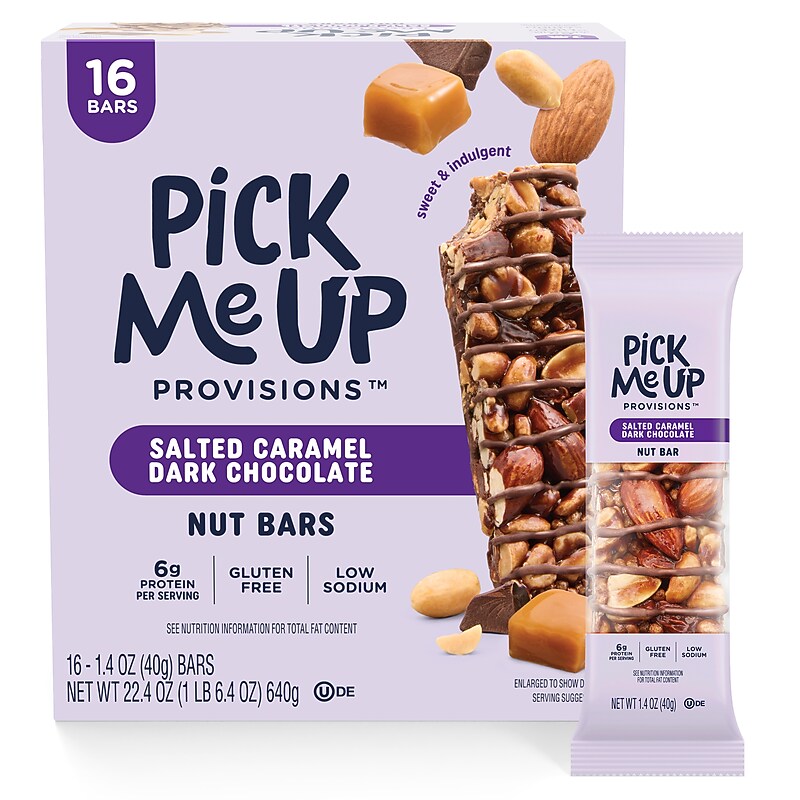 Pick Me Up Provisions™ Gluten Free Salted Caramel Dark Chocolate Nut Bar, 1.4 oz., 16 Bars/Box (PM63399) image 1