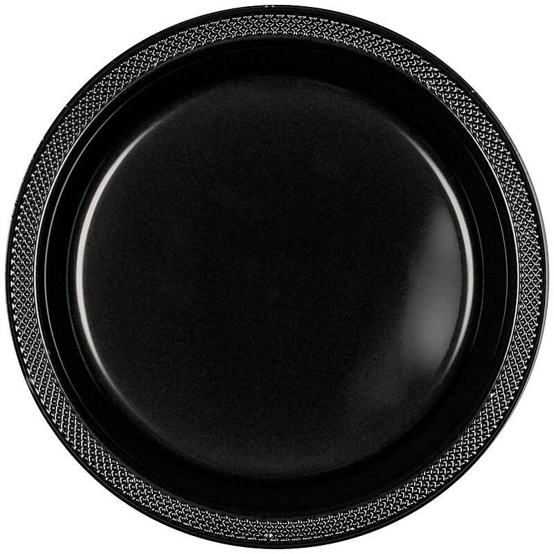 Party City 10.25" Plastic Plates, Black, 20 Plates/Pack (AM43015-10-ST) image 1