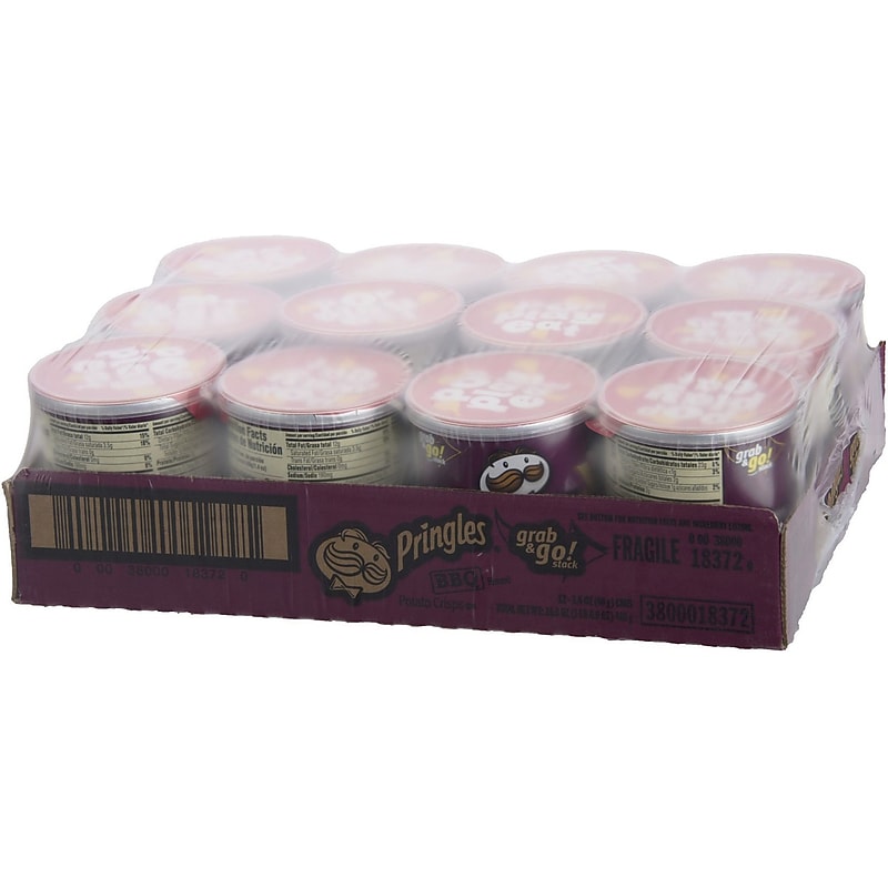 Pringles Grab & Go BBQ Crisps, 1.4 oz., 12 Cans/Carton (3800018372) image 1