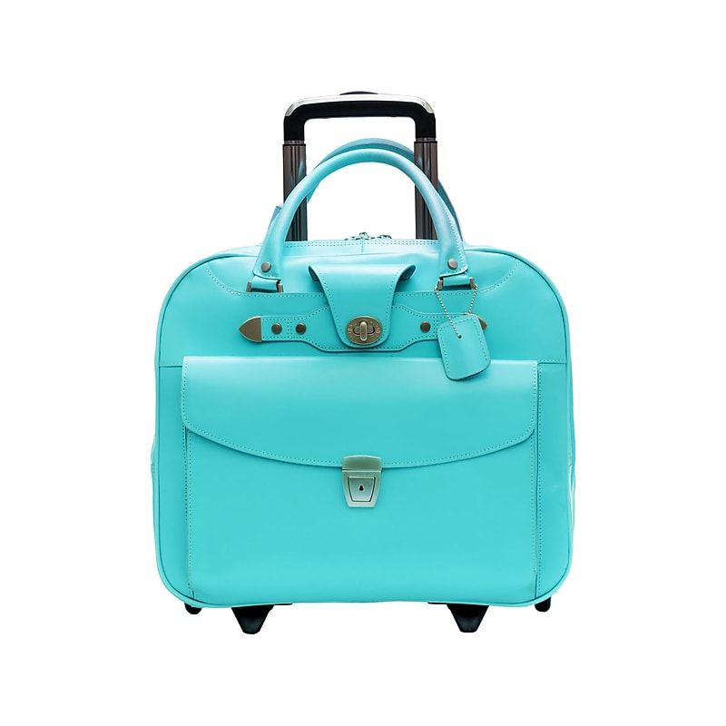 McKlein DENALI 15" Leather Laptop Bag, Aqua Blue (99708) image 1