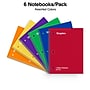 Staples 1-Subject Notebooks, 8" x 10.5", Wide Ruled, 70 Sheets, Assorted Colors, 6/Pack (ST11667C)~#|#~0C10075B-0C91-4DBB-8BE8FBD5FCF0F40A_sc7