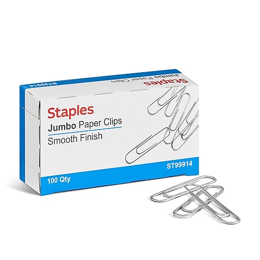 Staples Smooth Paper Clips, Jumbo, 100/Box (A7026600A)
