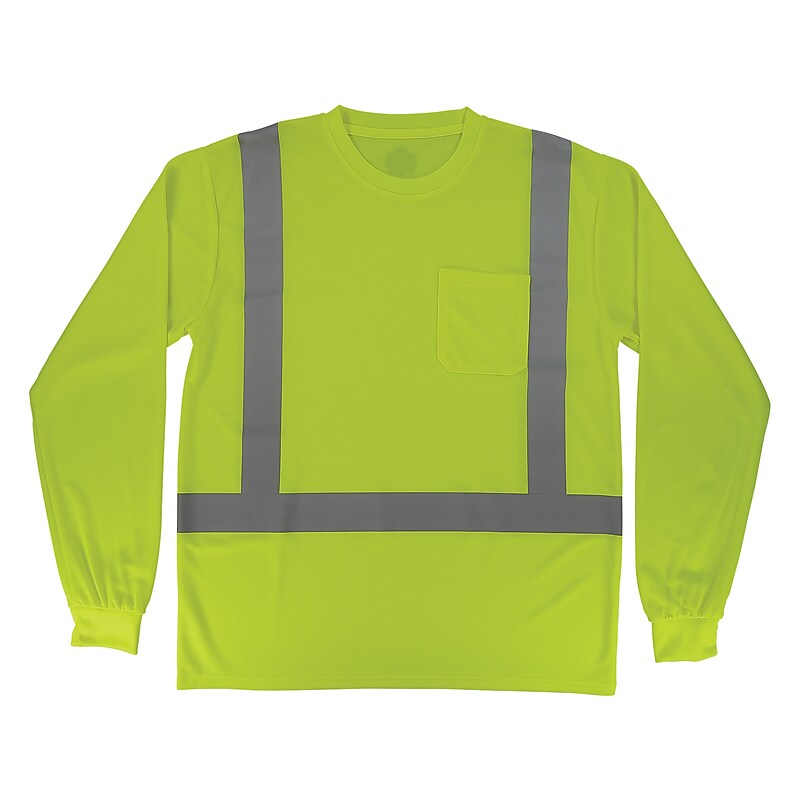 GloWear 8284 High Visibility Long Sleeve T-Shirt, ANSI Type R Class 2, Lime, 4XL (21878) image 1