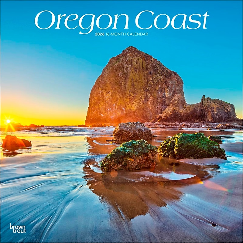 2026 BrownTrout Oregon Coast 12" x 12" Monthly Wall Calendar (9798330704996) image 1