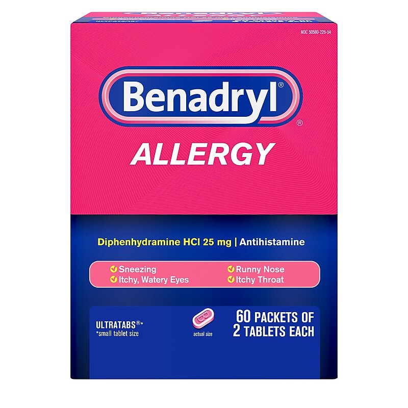 Benadryl Allergy Ultratabs Tablets, 60/Box, 2/Pack (24489863) image 1